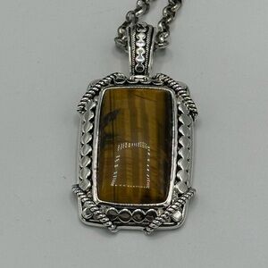 Joan Rivers Tortoise Silvertone Pendant Chain Necklace